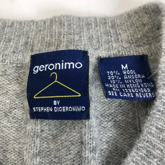 Geronimo Women's Size Medium Gray Cable Button Wool Blend Cardigan Sweater - Picture 2 of 5